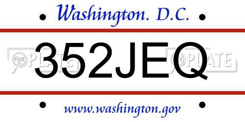 352JEQ District Of Columbia License Plate