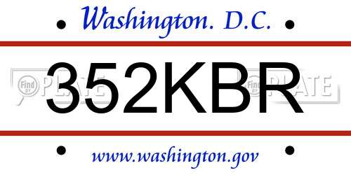 352KBR District Of Columbia License Plate