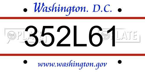 352L61 District Of Columbia License Plate