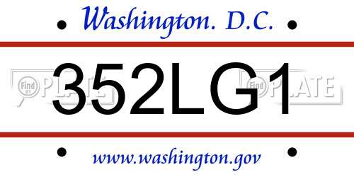 352LG1 District Of Columbia License Plate