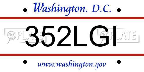 352LGI District Of Columbia License Plate