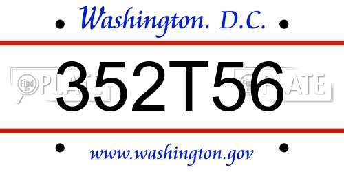 352T56 District Of Columbia License Plate
