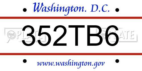 352TB6 District Of Columbia License Plate