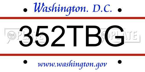 352TBG District Of Columbia License Plate