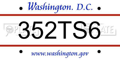 352TS6 District Of Columbia License Plate