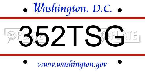 352TSG District Of Columbia License Plate