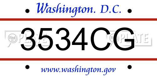 3534CG District Of Columbia License Plate