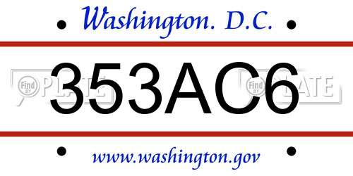 353AC6 District Of Columbia License Plate