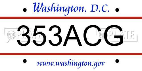 353ACG District Of Columbia License Plate