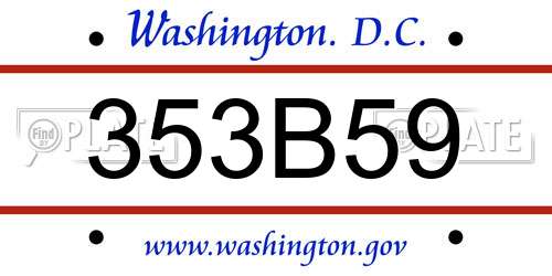 353B59 District Of Columbia License Plate