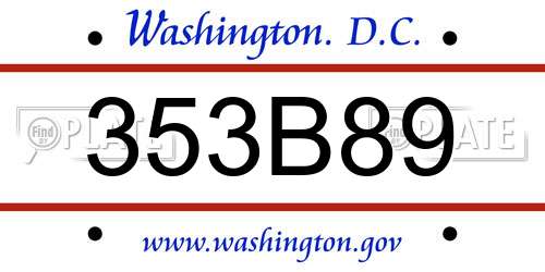 353B89 District Of Columbia License Plate