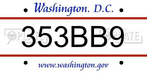 353BB9 District Of Columbia License Plate