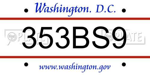 353BS9 District Of Columbia License Plate