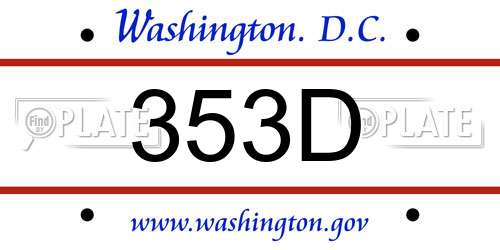 353D District Of Columbia License Plate
