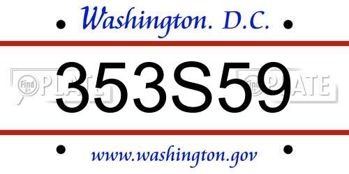 353S59 District Of Columbia License Plate