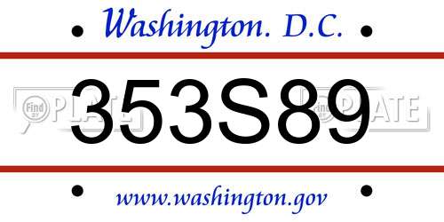 353S89 District Of Columbia License Plate