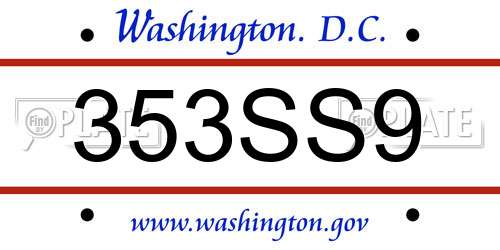 353SS9 District Of Columbia License Plate