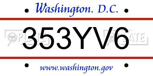 353YV6 District Of Columbia License Plate