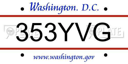 353YVG District Of Columbia License Plate
