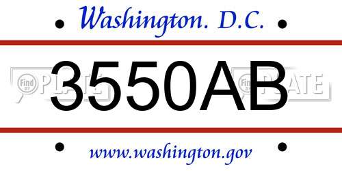 3550AB District Of Columbia License Plate