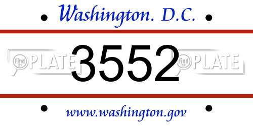 3552 District Of Columbia License Plate