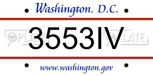 3553IV District Of Columbia License Plate