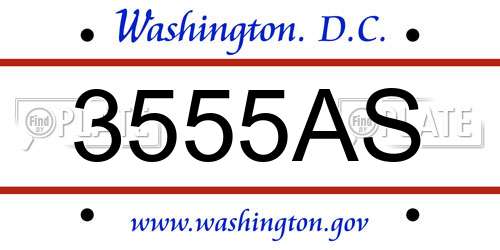 3555AS District Of Columbia License Plate