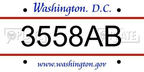 3558AB District Of Columbia License Plate