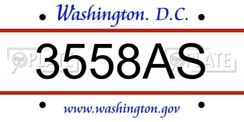 3558AS District Of Columbia License Plate