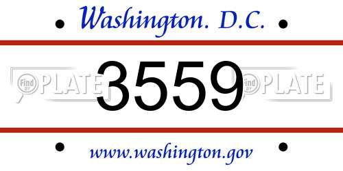 3559 District Of Columbia License Plate