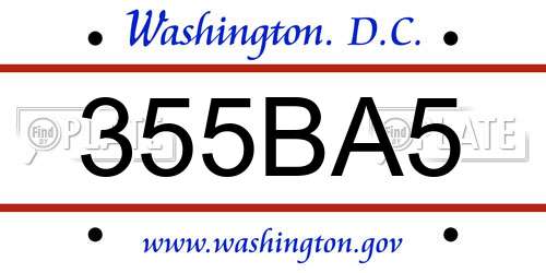 355BA5 District Of Columbia License Plate