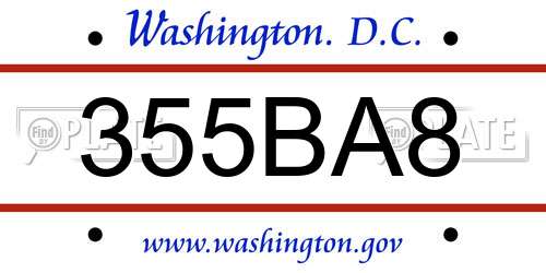 355BA8 District Of Columbia License Plate