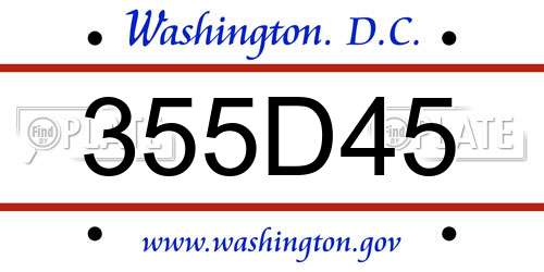 355D45 District Of Columbia License Plate