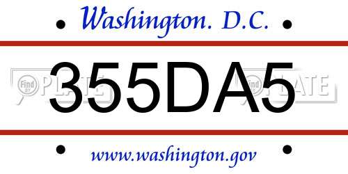 355DA5 District Of Columbia License Plate