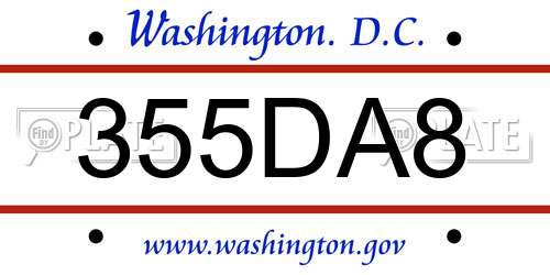 355DA8 District Of Columbia License Plate