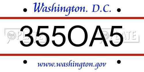 355OA5 District Of Columbia License Plate