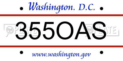 355OAS District Of Columbia License Plate