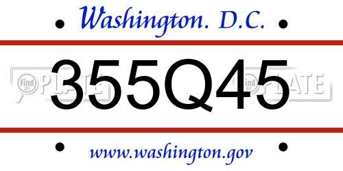 355Q45 District Of Columbia License Plate