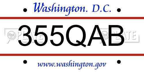 355QAB District Of Columbia License Plate