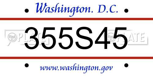355S45 District Of Columbia License Plate