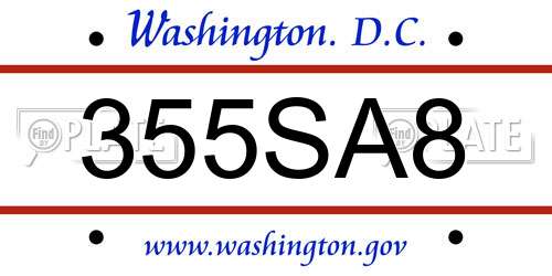 355SA8 District Of Columbia License Plate