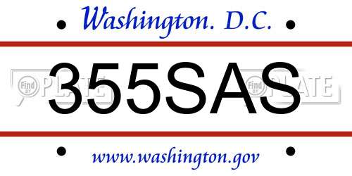 355SAS District Of Columbia License Plate