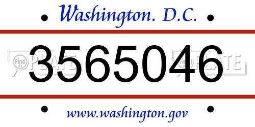3565046 District Of Columbia License Plate