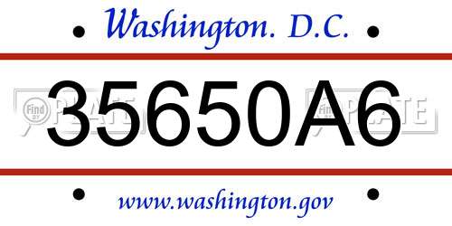 35650A6 District Of Columbia License Plate