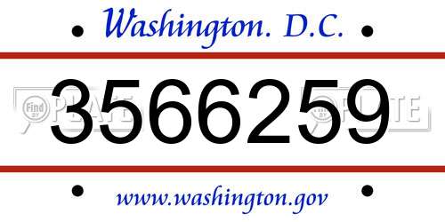 3566259 District Of Columbia License Plate