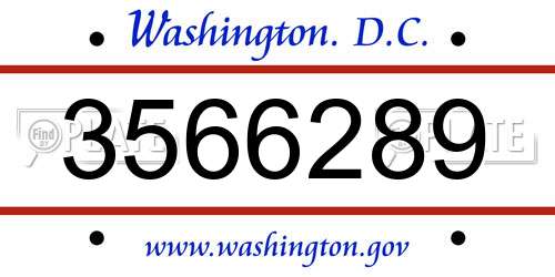 3566289 District Of Columbia License Plate