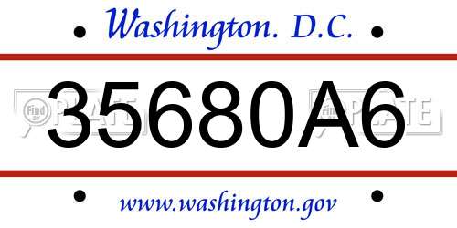 35680A6 District Of Columbia License Plate