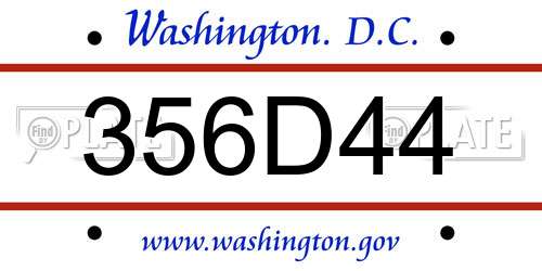 356D44 District Of Columbia License Plate