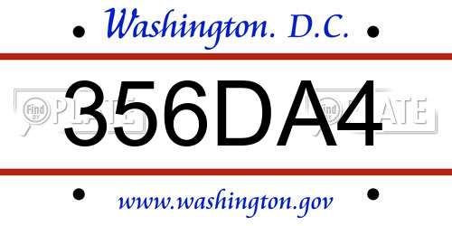 356DA4 District Of Columbia License Plate