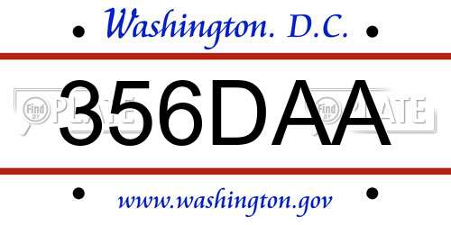 356DAA District Of Columbia License Plate